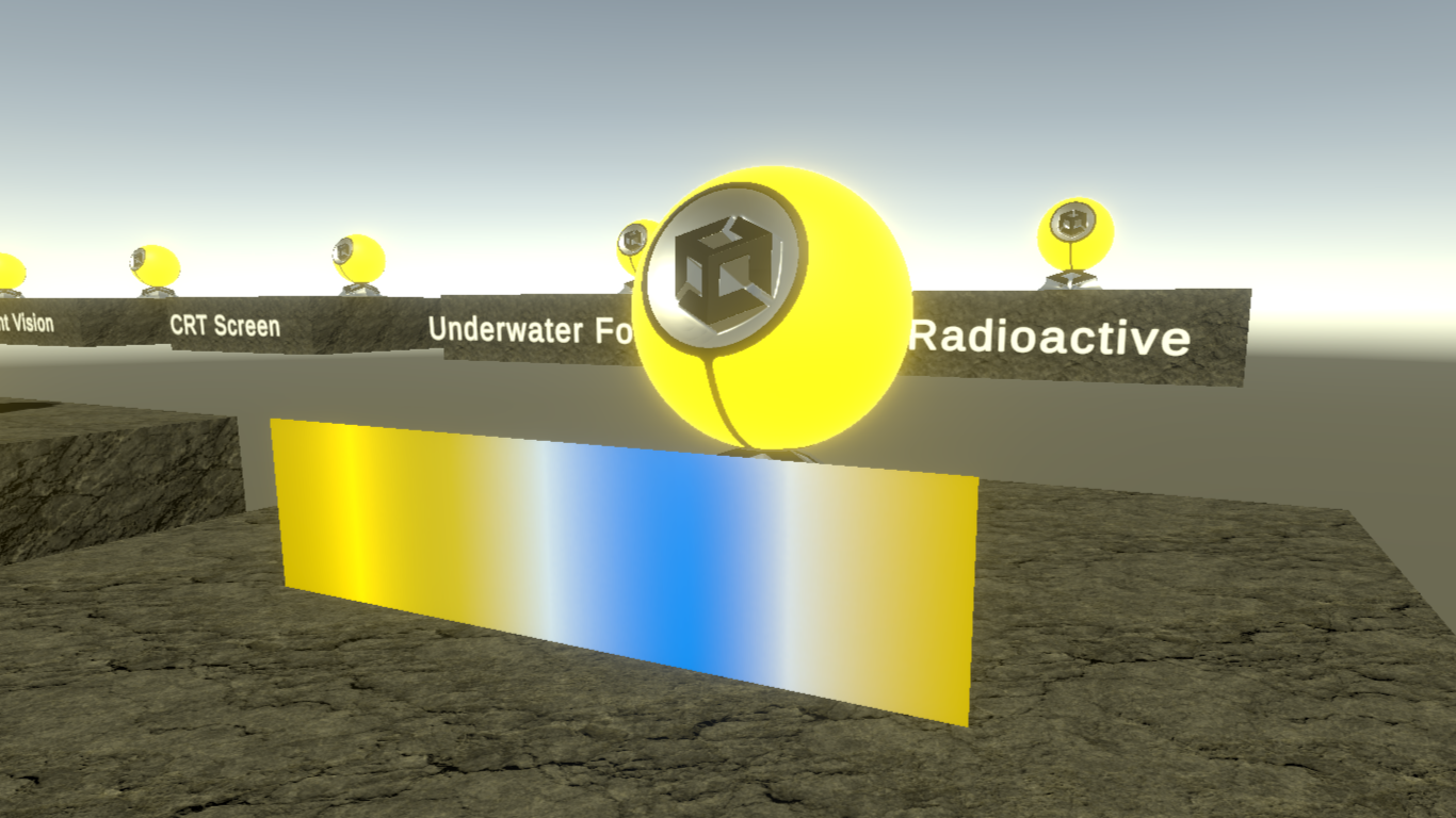 A colorblindness filter added to a scene, with a rainbow gradient at the front. A colorblindness filter added to a scene, with a rainbow gradient at the front.