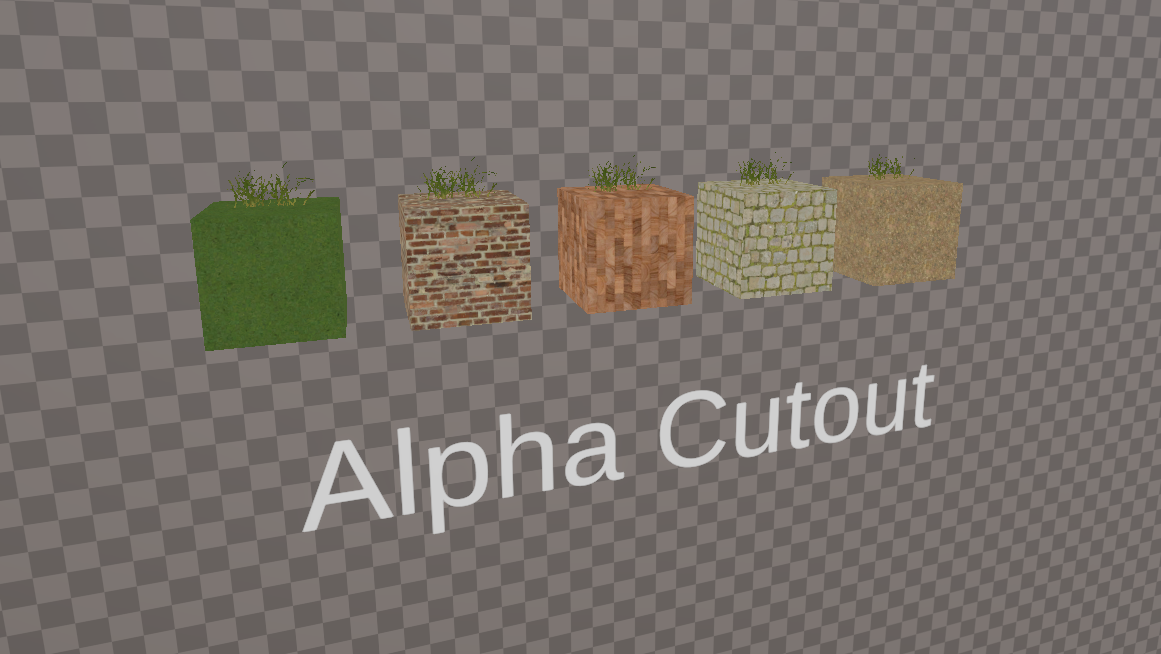 Some grass meshes using an alpha cutout shader.
