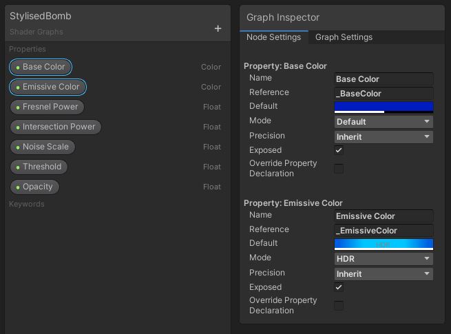 Adding Base and Emissive Color properties.
