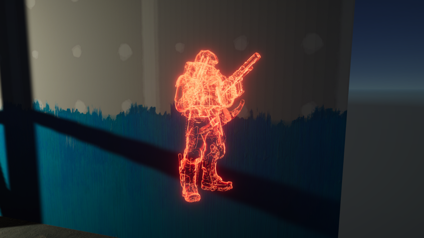 An X-ray shader effect which uses Fresnel to form an object silhouette.