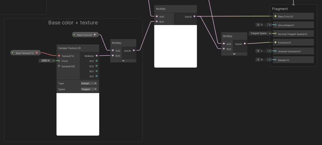 An extra emissive output makes the object glow slightly.