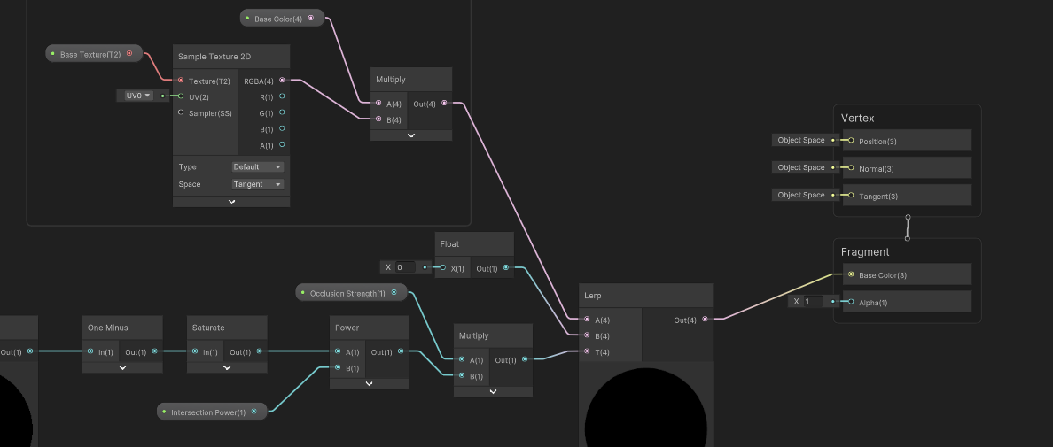 Applying the intersection-based occlusion colors to the Base Color.