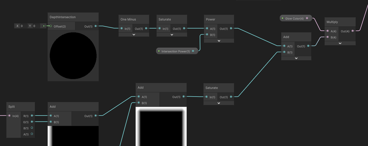 Adding the depth intersections to the glow effect.