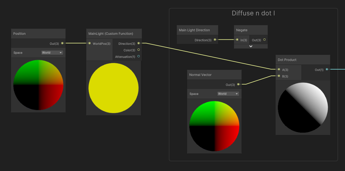 The new n-dot-l calculation with the MainLight node.
