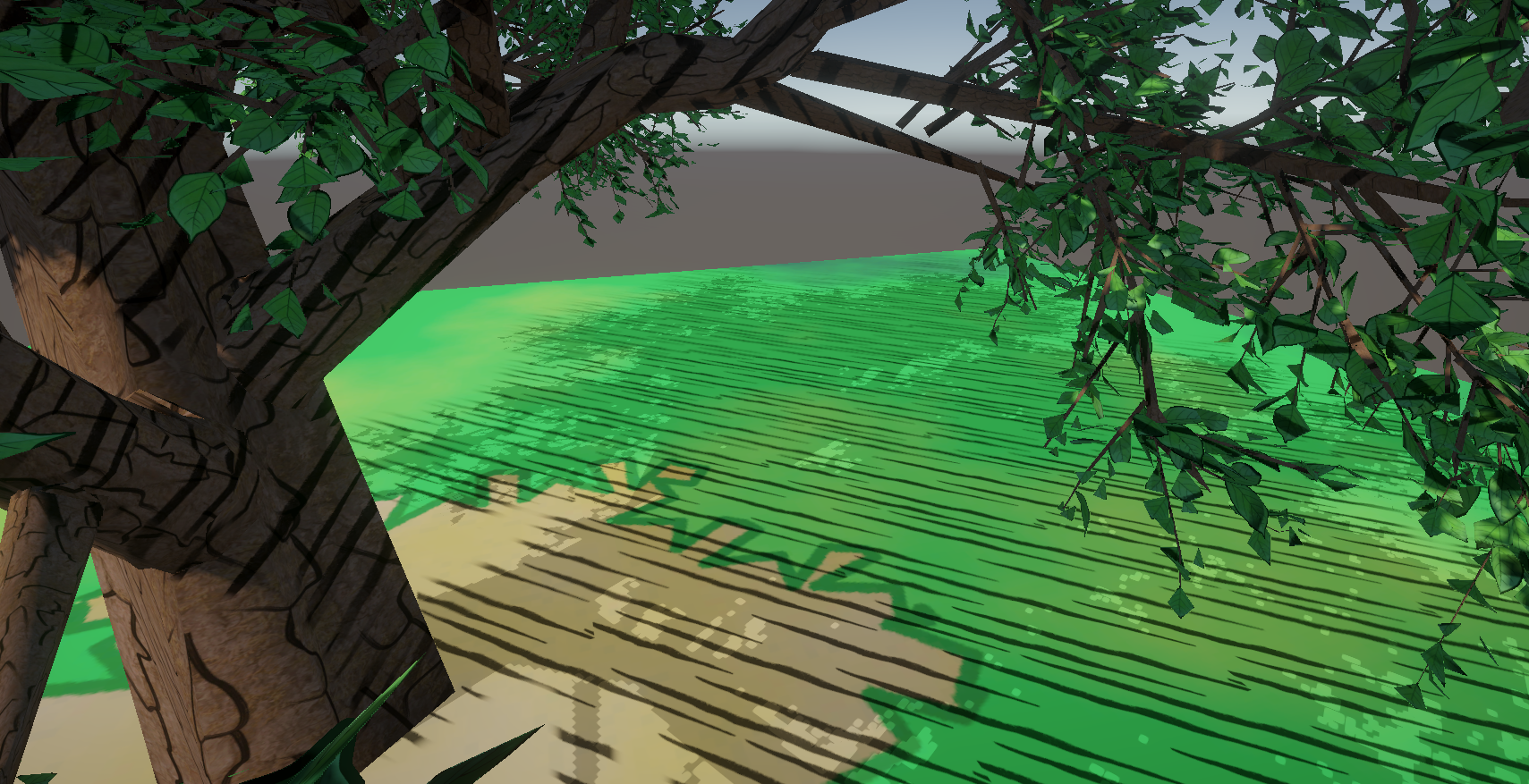 The result of applying sketched shadows to a sample scene.