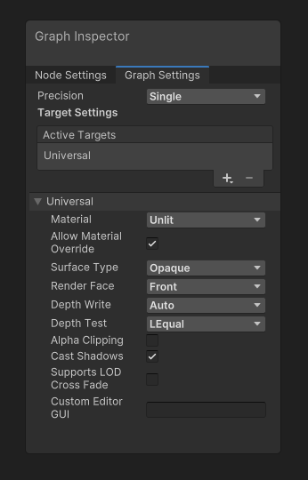 Graph Settings - Depth Write and Depth Test.