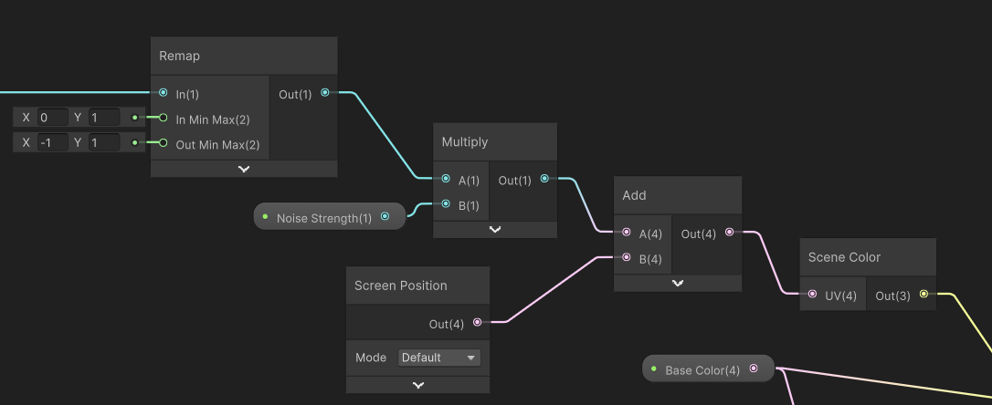 Changing the UVs used for the Scene Color node.