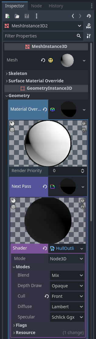 Hull outline Inspector settings.