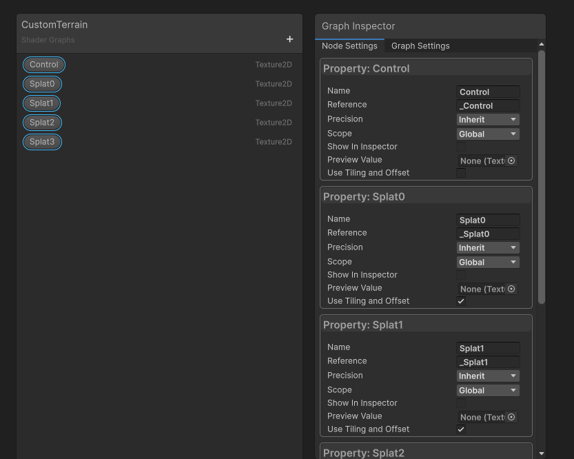 Basic properties for the terrain texture maps.